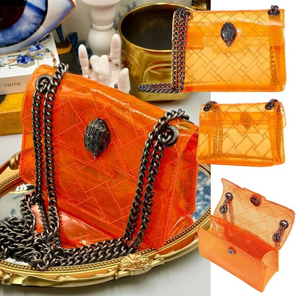 🆕 KURT GEIGER LONDON 🧿 NWOT Mini Kensington Crossbody Bag, Transparent Orange